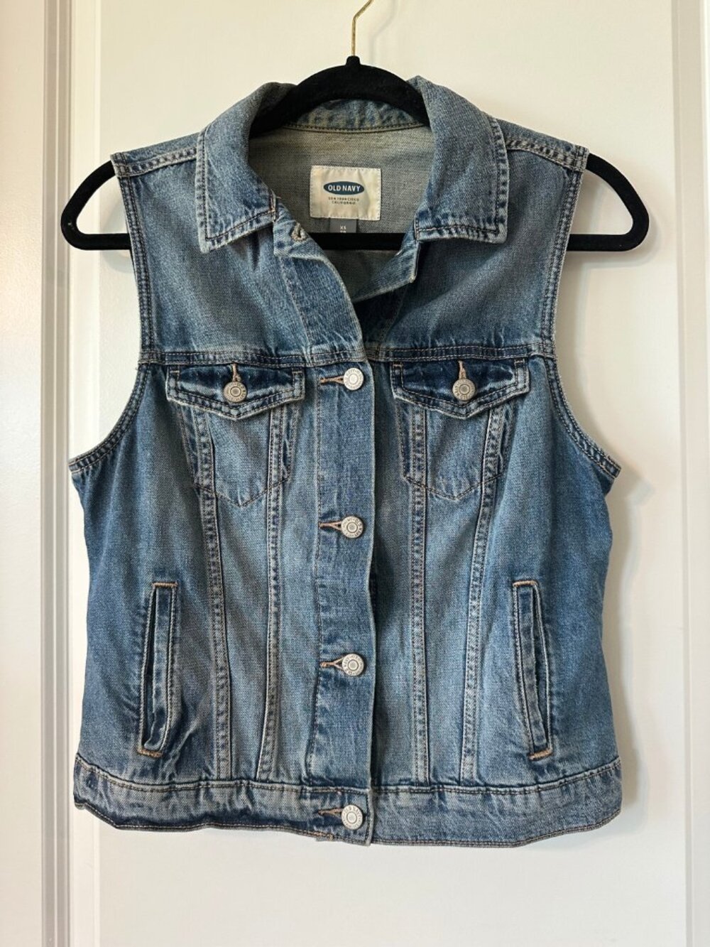 Old Navy Womens Denim Vest Sleeveless Trucker Size XS Good Condition